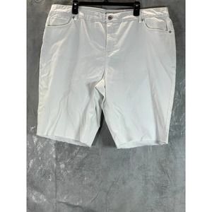 Style & Co Women's Plus White Mid-Rise Raw-Edge Bermuda Short Shorts SZ 22W